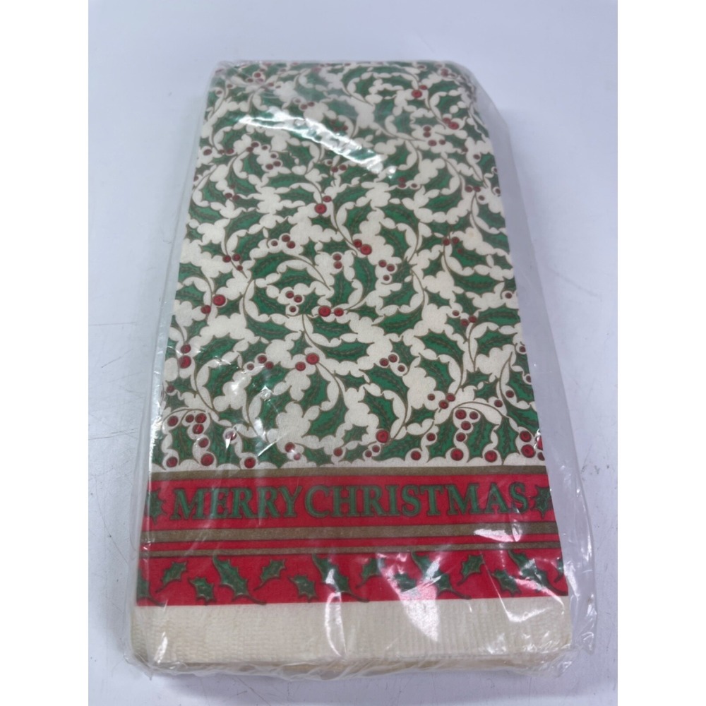 VTG Party House Holly Dinner Napkins 12 Count 3 Ply Paper Merry Christmas